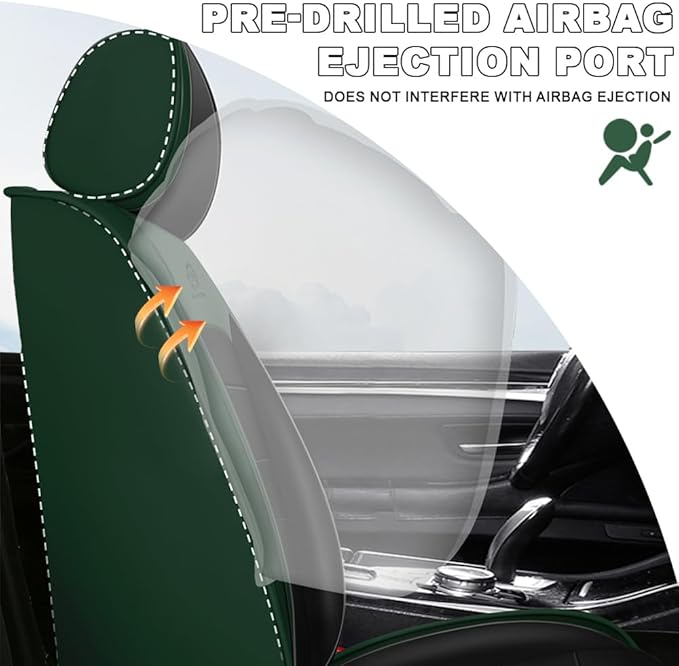 5 Seat Covers Fit for Acura Integra 2023-2026, Waterproof Premium Leather Automotive Accessories Seat Protectors Seat Cushions Wear-Resistant Car Seat Covers(Black&Green,Full Set)