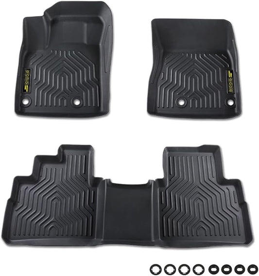 DOTCOM TPE Floor Mats Fit Nissan Rogue 2021-2024 (No Sport Models), All Weather Custom Fit Full Cover Protection 1st & 2nd Row Truck Mats Cargo Liner Accessories,alfombras para carro 3PCS