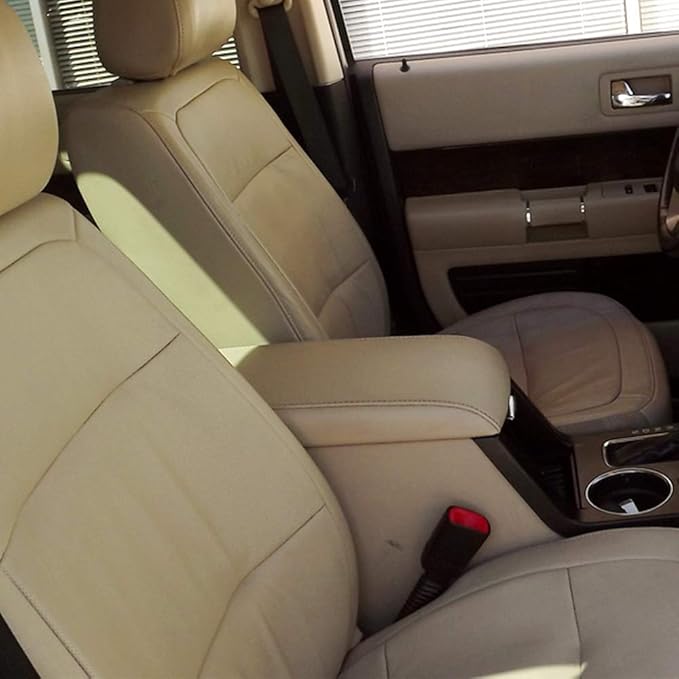 PIT66 Center Consoles Lid, Console Armrest Cover Compatible with Ford Flex 2013 2014 2015 2016 2017 Arm Rest lid, Beige FA8Z-7406024-AA FA8Z7406024AA