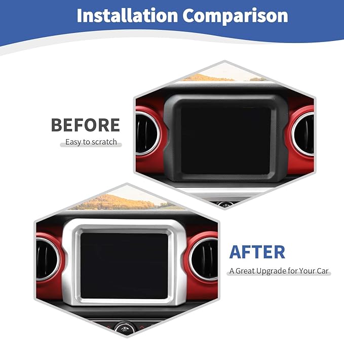 RT-TCZ for Jeep JL Center Console Radio Display Panel Trim Cover for Jeep Wrangler JL JLU Gladiator JT 2018-2023 Silver Interior Accessories 8.4 inch