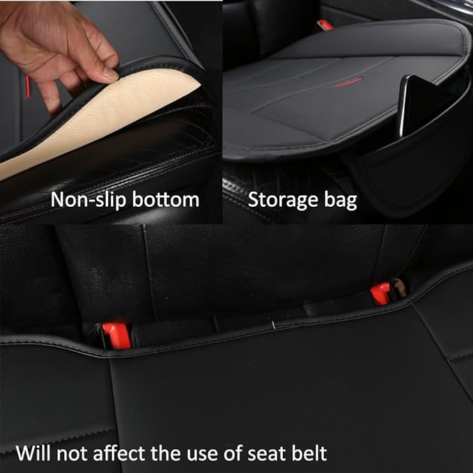 West Llama Bottom Seat Covers, Include 1 Pair Front Seat Protector and 1 Rear Seat Cover, Universal PU Leather Seat Covers for 90% Cars (Black)