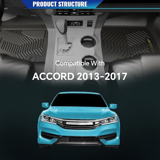 DOTCOM TPE Floor Mats Fit Honda Accord Sedans 2013 2014 2015 2016 2017, All Weather Custom Fit Full Cover Protection 1st & 2nd Row Truck Mats Cargo Liner Accessories,alfombras para carro 3PCS