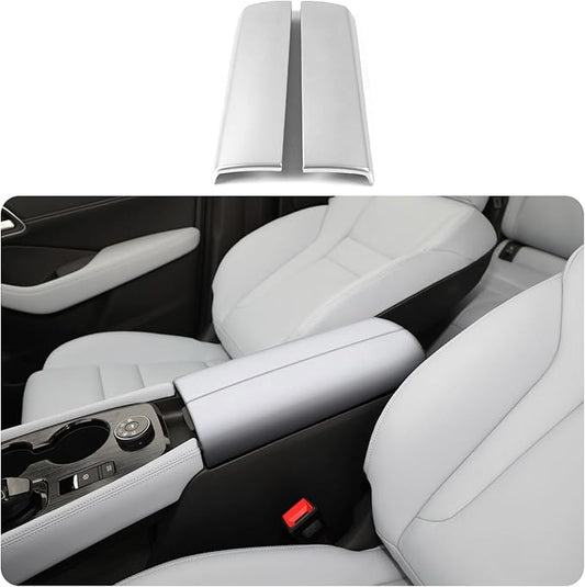 Auto Parts Compatible with Nissan New Rogue 2021 2022 2023 2024 2025Inner Center Console Armrest Box Cover Trim Protector Cap (Matte Silver) ABS 2PCS