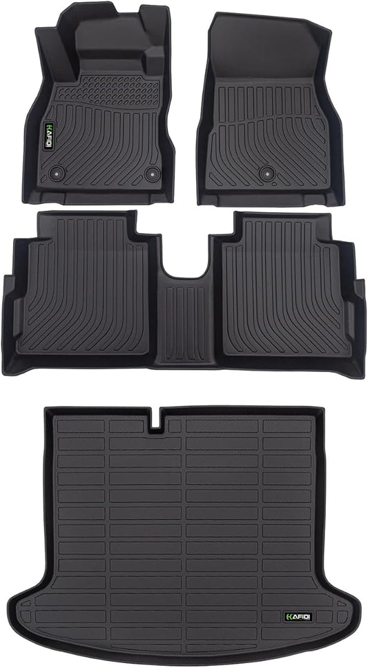 Automotive Floor Mats & Cargo Liner for Nissan Kicks 2018-2024 All Weather Protection Full Set- Black