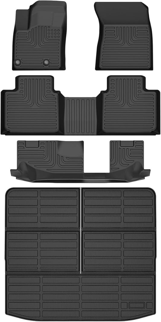 Floor Mats & Cargo Liner for Mitsubishi Outlander 2025 2024 2023 2022 (Not for PHEV or Sport Models) All Weather Automotive TPE Liners Set Anti-Slip Waterproof Floor Liners Accessories