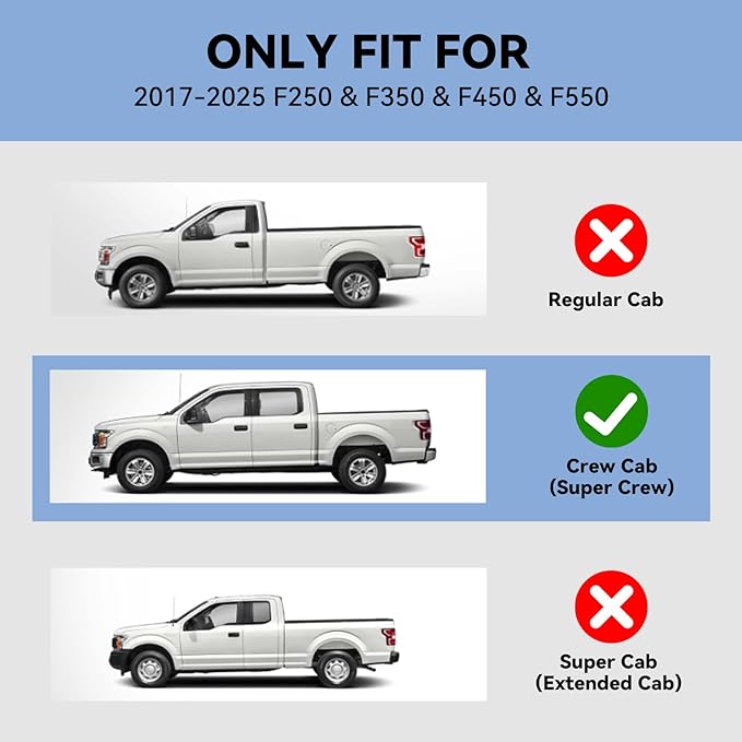 AOMSAZTO Floor Mats for 2017-2025 Ford F-250/F-350/F-450/F-550 SuperCrew Cab - 1st and 2nd Row All Weather Floor Liners for F250 / F350 / F450 / F550 SuperDuty Crew Cab with Storage Box