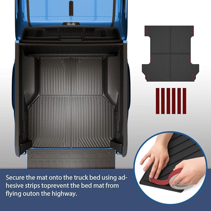 DOTCOM TPE Truck Bed Mat Compatible with Toyota Tacoma 2005-2023/Fit 5ft (60") Short Bed Models, Not Fit 6ft (72") Long Bed Models,All Weather Protection Floor Liners,alfombras para carro 1PC