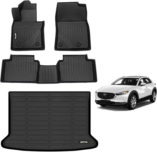 AIPOIL® Floor Mats & Cargo Liner Set for 2020-2024 2025 Mazda CX30 All Weather Protection Easy to Clean Full Set Automobile mats Accessories, Black