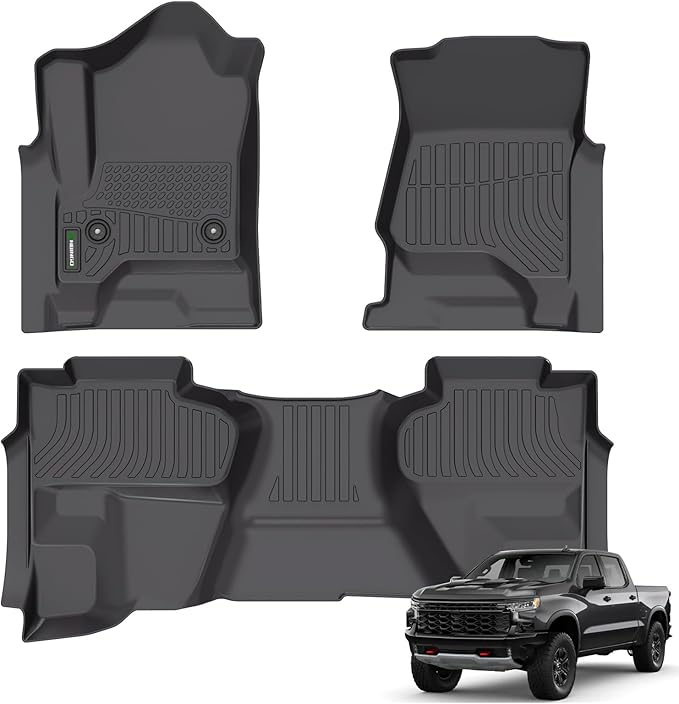 ANBINGO-Floor Mats Fits 2014-2018 Silverado/Sierra 1500, 2015-2019 2500/3500 HD, Double Cab Only, Custom Fit Silverado Floor mats, All Weather Protection Silverado1500 Double Cab Accessories