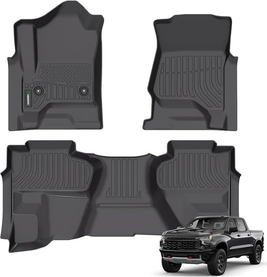 ANBINGO-Floor Mats Fits 2014-2018 Silverado/Sierra 1500, 2015-2019 2500/3500 HD, Double Cab Only, Custom Fit Silverado Floor mats, All Weather Protection Silverado1500 Double Cab Accessories