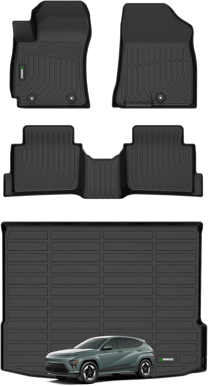 ANBINGO®Fit for Hyundai Kona Floor Mats 2024-2026(NO EV)&Cargo Liners All Weather Mats for Hyundai Kona TPE Car Mat Rugs for Kona Rubber Trunk Carpet for Kona Automotive Accessories