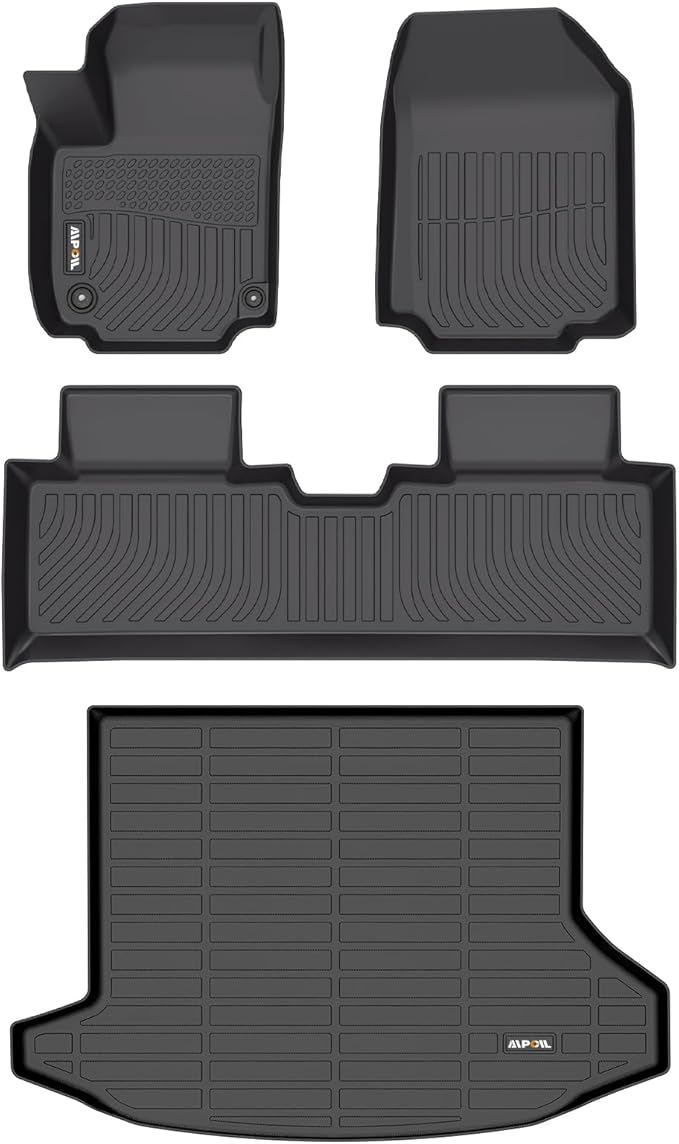AIPOIL® Floor Mats & Cargo Liner Set for 2025 2026 Chevy Equinox & GMC Terrain All Weather Protection TPE Anti-Slip Automotive Full Set Custom Chevrolet Equinox 2025 Car Mats Accessories - Black