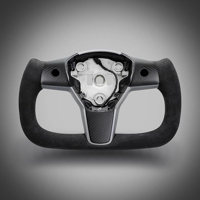 ZIMABLUE Yoke Steering Wheel for Model 3/Y-2017-2023 Real Carbon Fiber Steering Wheel with Heating Function Compatible with Tesla Model 3 Y