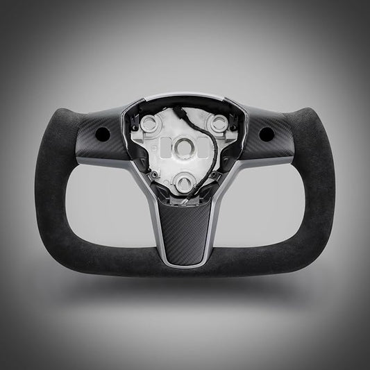 ZIMABLUE Yoke Steering Wheel for Model 3/Y-2017-2023 Real Carbon Fiber Steering Wheel with Heating Function Compatible with Tesla Model 3 Y