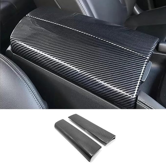Auto Parts Compatible with Nissan New Rogue 2021 2022 2023 2024 2025Inner Center Console Armrest Box Cover Trim Protector Cap (Carbon Fiber Pattern) ABS 2PCS