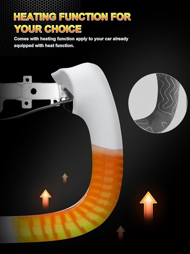 ZIMABLUE Yoke Steering Wheel For Tesla Model 3 Highland Accessories 2024 2025, White Nappa Leather with Side Glossy Carbon Fiber for Tesla Model 3 Highland 2024-2025 With Heating Function