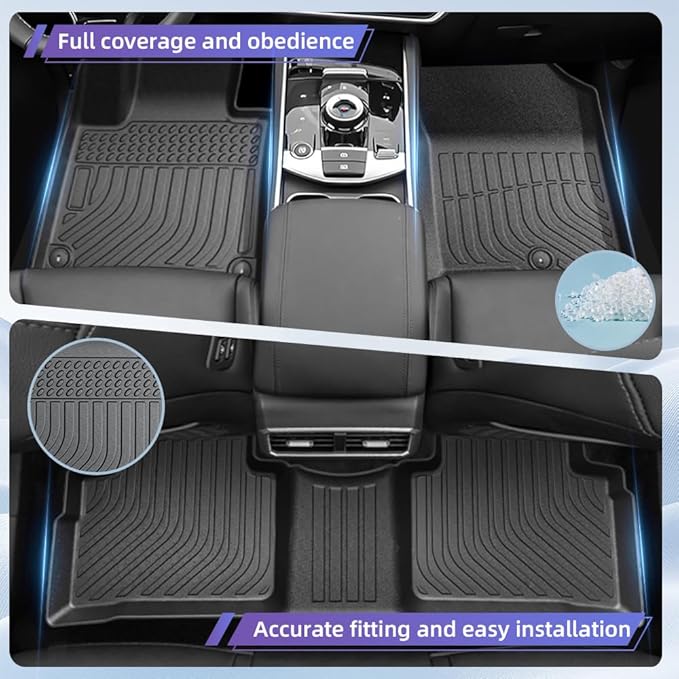 TPE All-Weather Floor Mats for 2023 2024 2025 2026 Kia Sportage Accessories | Custom Fit for Sportage (Gasoline) 1st-2nd Floor mats, Heavy-Duty, Non-Slip, Black Interior Car Mats 3Pcs