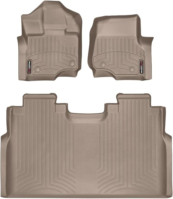 Weathertech Custom Fit FloorLiners for Ford F-150 Lightning, F-150, F-150-1st & 2nd Row (45697-1-2), Tan
