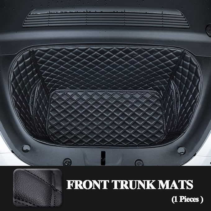 Tesla Model Y 2020-2025(Non for 2026 Model Y) Frunk Mats Front Trunk Mat Frunk Organizer Leather All-Weather Full Coverage Tesla Model Y Accessories