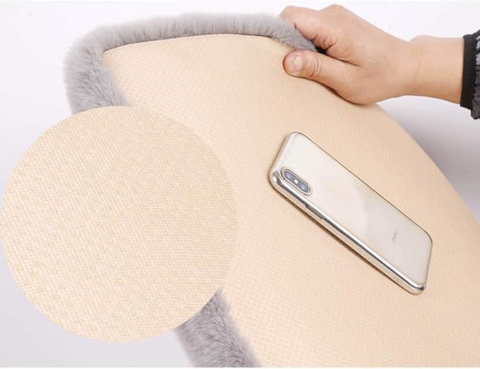 Winter Soft Warm Faux Rabbit Fur car seat Cushion,Universal fit Plush Front and Back Fuzzy car seat Pads Cushion Cover Protector - 1pcs (Front seat 1pcs,Beige)