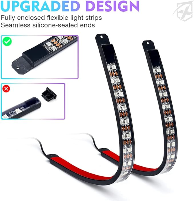 Xprite Upgraded 144LED RGB Interior Car Lights with Smart App Control/Wireless Remote Control, Music Sync Mode, DIY Mode and Multiple Scene Options, Universal for Cars Truck ATV UTV(4pcs)