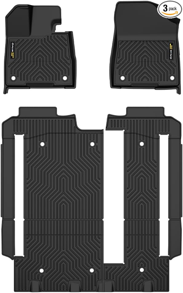 TPE Floor Mats Cargo Mats, Compatible with Toyota Sienna 2021-2025 (Only for 8 Seat), 1st & 2nd & 3rd Row, All Weather Full Cover Protection, Black Cargo Liner Interior Accessories