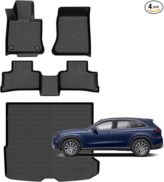for Mercedes Benz GLC丨GLC 300丨GLC 350e 丨GLC 43 AMG Floor Mats 2025 2024 2023,Car Mats for Mercedes Benz GLC All Weather Anti-Slip Floor Mats Cargo Liner Accessories