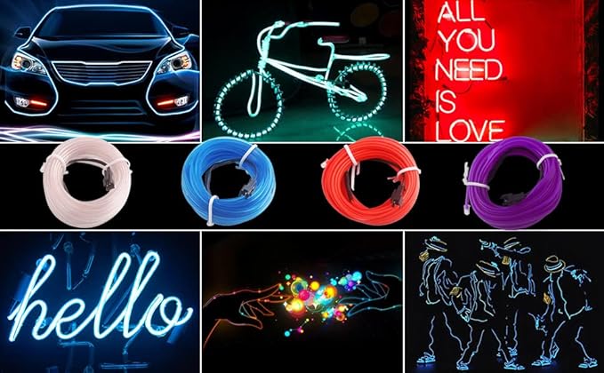 ABALDI El Wire Neon Light Car Interior LED Lights, Ambient Lighting Kits for Xmas Halloween Christmas Car Decoration(5m/16ft, Ice Blue)