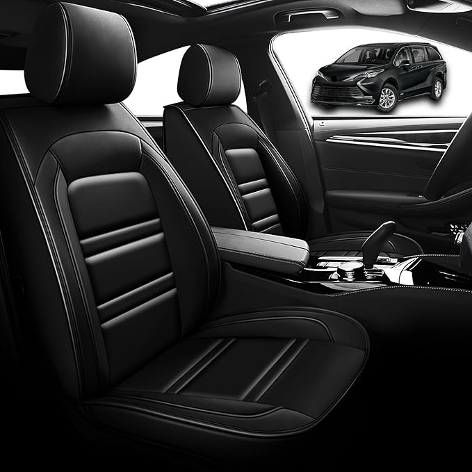 Seat Cover for Toyota Sienna 2004-2025 | Car Seat Covers Front Seats, Waterproof Seat Protectors, Automotive Front Seat Covers (Front Seat, Black)