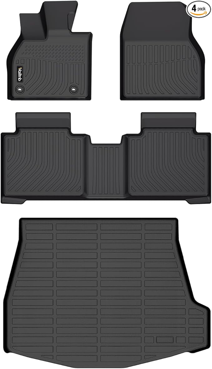 Wailtnb-Floor Mats & Cargo Liner for Subaru Solterra & Toyota BZ4X 2023-2025 Waterproof Durable All Weather Automotive Floor Liner Custom Fit for Solterra Accessories Black