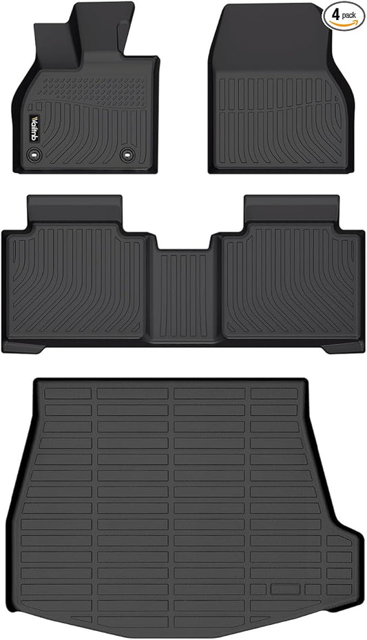 Wailtnb-Floor Mats & Cargo Liner for Subaru Solterra & Toyota BZ4X 2023-2025 Waterproof Durable All Weather Automotive Floor Liner Custom Fit for Solterra Accessories Black