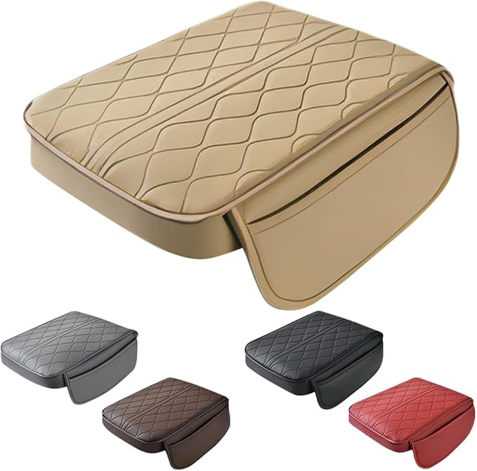 Auto Armrest Box Cover, 2025 New Universal Style Memory Cotton Car Armrest Box Pad, Leather Car Armrest Box Pad, Upgrade Universal Style Memory Cotton Cars Boxes Pad (Beige)