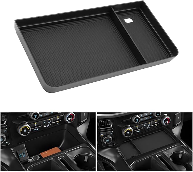 LUWU Center Console Organizer for 2021-2024 2025 Ford F150 & 2022-2024 F150 Lightning XLT Hidden Storage Tray 2025 F150 Accessories w/USB Hole (Fits into The Open Pocket in Front of The Shifter)