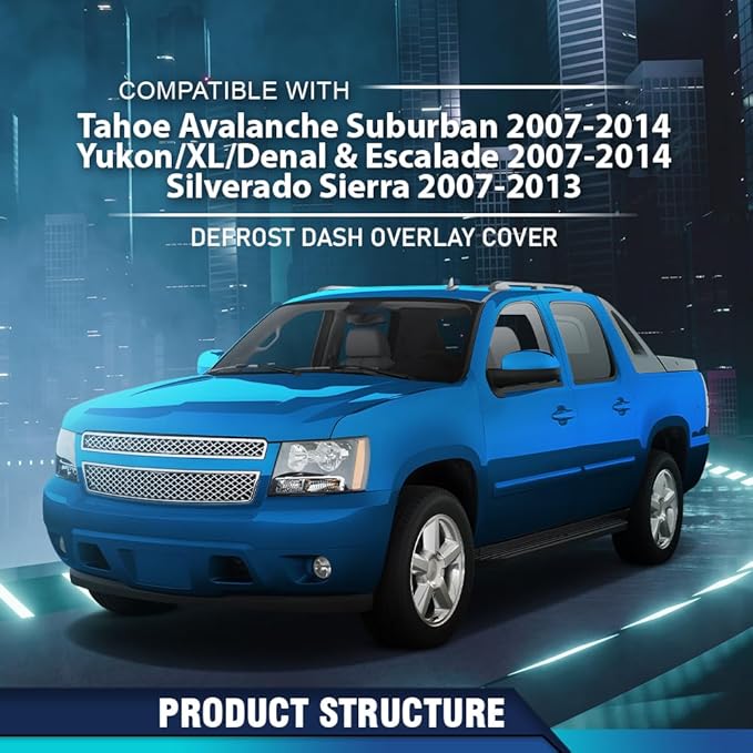 PIT66 Dash Panel Defrost Vent, Compatible with Chevy Tahoe Avalanche Suburban & GMC Yukon/XL/Denal & Cadillac Escalade 2007-2014/ Silverado Sierra 2007-2013 Dashboard Instrument Black