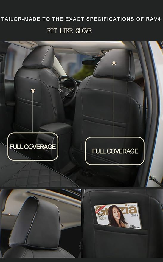 EKR Custom Fit Tacoma Front Car Seat Covers for Select Toyota Tacoma 2016 2017 2018 2019 2020 2021 2022 2023 Double Cab/Access Cab - Front Row Only, Leather(Black/Gray)