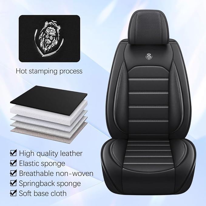 Leather Seat Cover for Toyota Corolla 2000-2024,Waterproof Soft Seat Covers,Interior Accessories Seat Covers Cushion Vehicle Protector Airbag Compatible(Classic Black,2PCS Front)