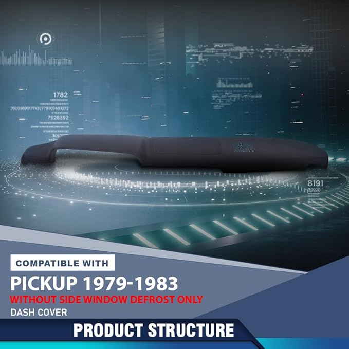 PIT66 Dash Cover Dashboard Bezel Compatible with Toyota Pickup 1979 1980 1981 1982 1983 Without Side Window Defrost Only Dark Blue Instrument Panel