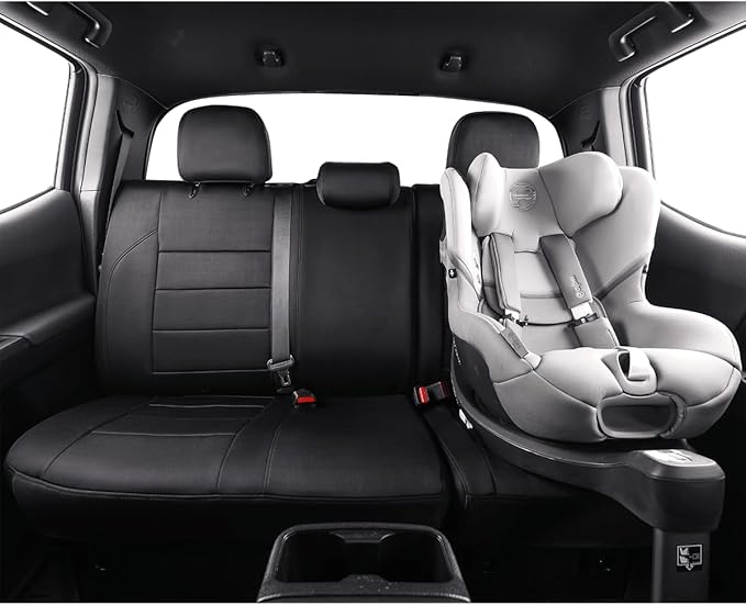 EKR Custom Fit Tacoma Car Seat Covers for Select Toyota Tacoma 2024 2025 2026 Xtra Cab SR - Full Set, Neoprene (Black)
