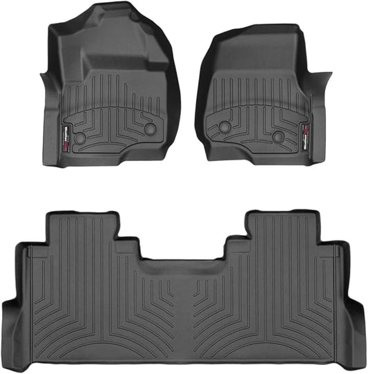 Weathertech Custom Fit FloorLiners for Ford Super Duty, Super Duty, Super Duty - 1st & 2nd Row (4410511V-4410123), Black