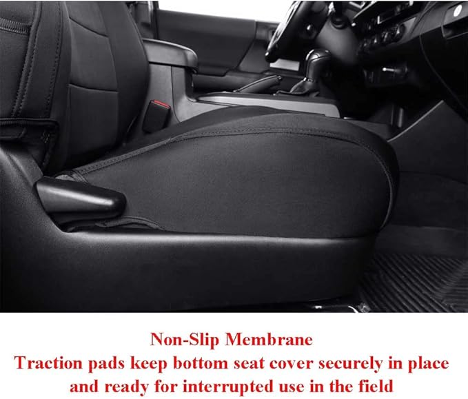 EKR Custom Fit Tacoma Front Car Seat Covers for Select Toyota Tacoma 2016 2017 2018 2019 2020 2021 2022 2023 Double Cab/Access Cab -Front Row Only, Neoprene (Black)