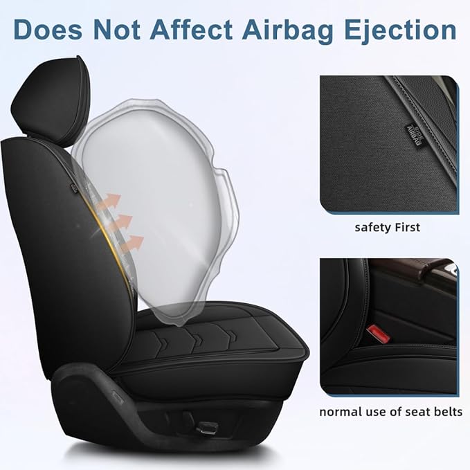 Seat Covers Fit for Toyota Highlander 2007-2026: Bling Diamond Faux Leather Automotive Cushion Covers Waterproof Breathable Car Seat Cover Airbag Compatible Seat Protector (Full Seats, Black)