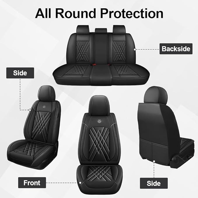 Seat Covers Fit for Toyota Corolla 2015-2026 Leather Car Seat Cover, Stylish Waterproof Breathable Easy to Install Airbag Compatibility, Auto Interior Accessories(Front Set,Black)