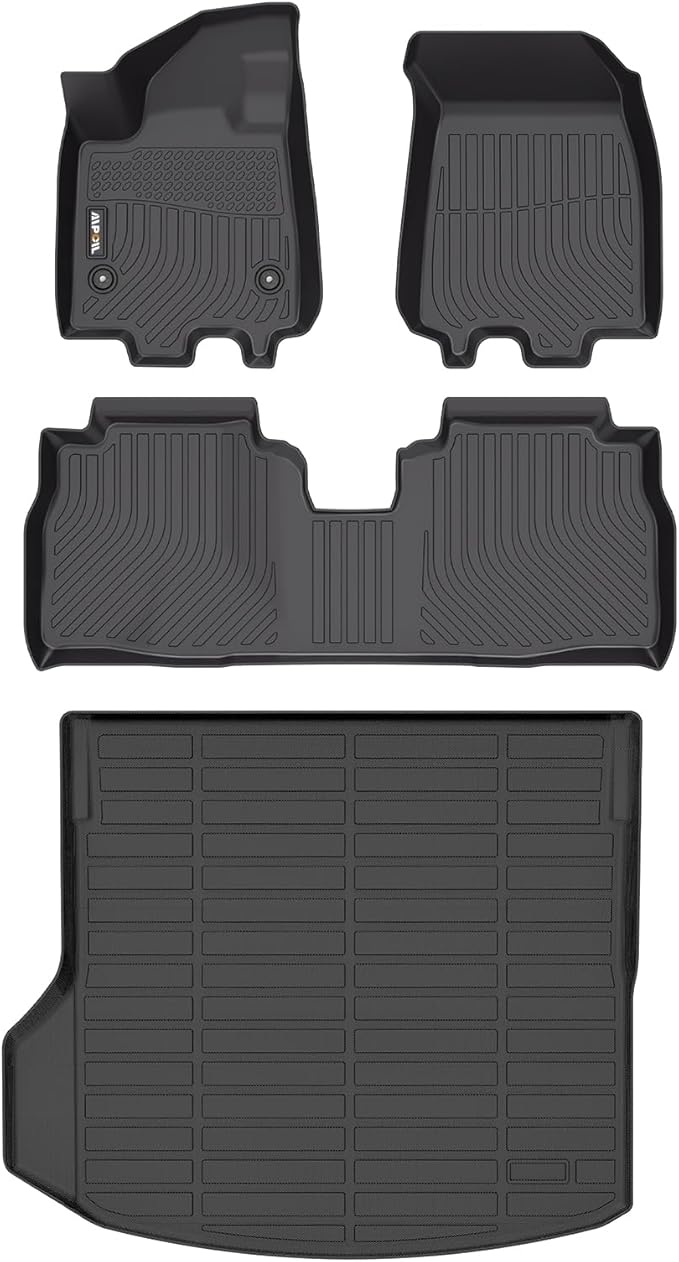 AIPOIL® Floor Mats & Cargo Liner Set for 2024 2025 Chevy Equinox EV All Weather Protection TPE Anti-Slip Automotive Full Set Custom Chevrolet Equinox EV Car Mats Accessories - Black
