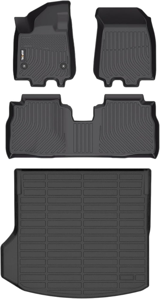 AIPOIL® Floor Mats & Cargo Liner Set for 2024 2025 Chevy Equinox EV All Weather Protection TPE Anti-Slip Automotive Full Set Custom Chevrolet Equinox EV Car Mats Accessories - Black