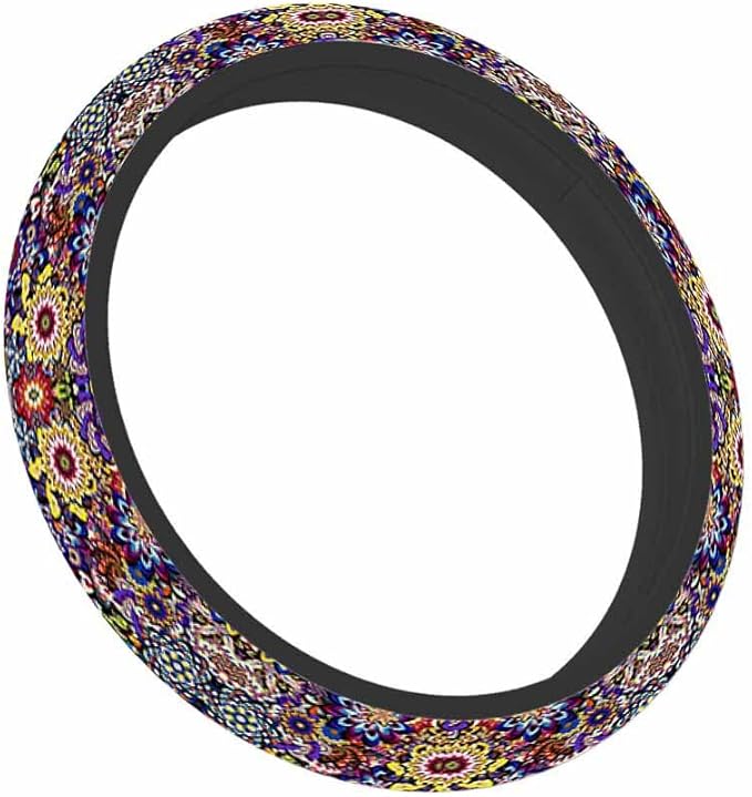 Abstract Flowers Car Steering Wheel Cover Colorful Steering Wheel Cover Car Decor Suitable for Most Vehicles Including Trucks and SUV