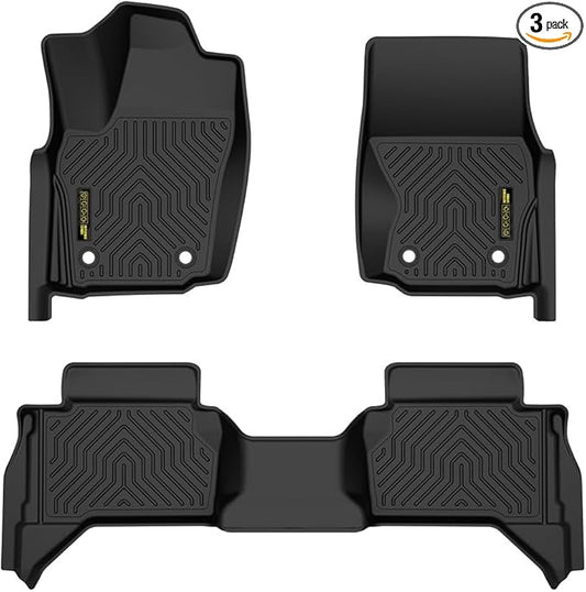 DOTCOM TPE Floor Mats Compatible with Toyota Tacoma 2024-2025 Double Cab(Not fit Hybrid),Fit Automatic Transmission, 1st & 2nd Row All Weather Protection Floor Liners,alfombras para carro 3PCS Black