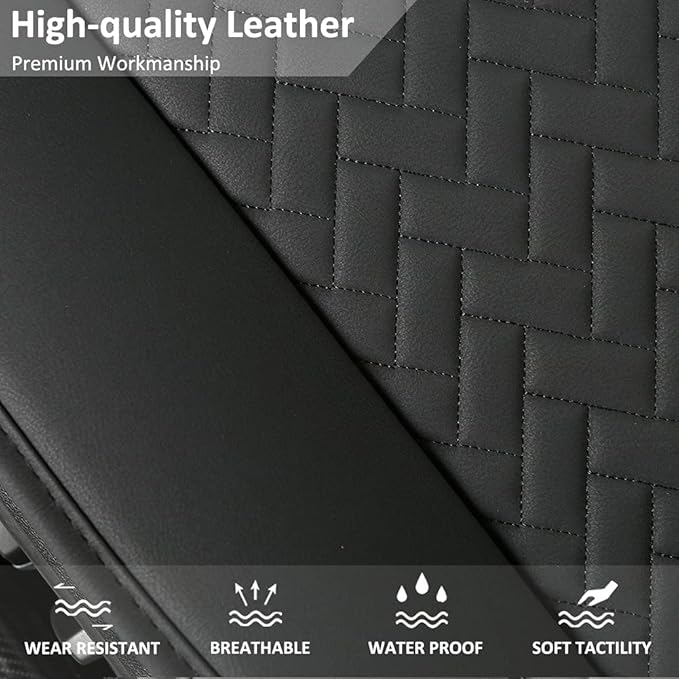 West Llama Full Set Car Seat Covers for Front and Rear Bottom Seats Only, Luxury PU Leather Car Seat Pads Protectors Waterproof and Wear-Resistant,Black