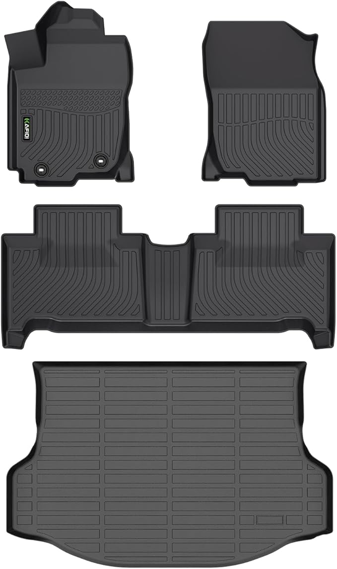All Weather Floor Mats & Cargo Liner for Toyota RAV4 Hybrid 2013-2018 Custom Fit Full Set Accessories - Black