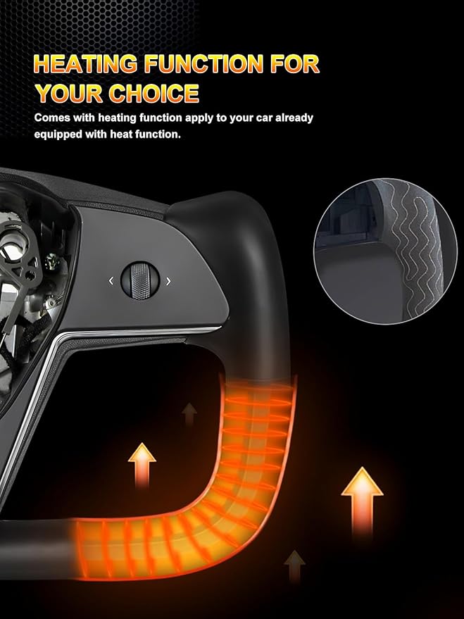 ZIMABLUE Yoke Steering Wheel for Tesla Model 3 (2017–2023) & Model Y (2020–2024) | Heated | Nappa Leather | Hand-Stitched