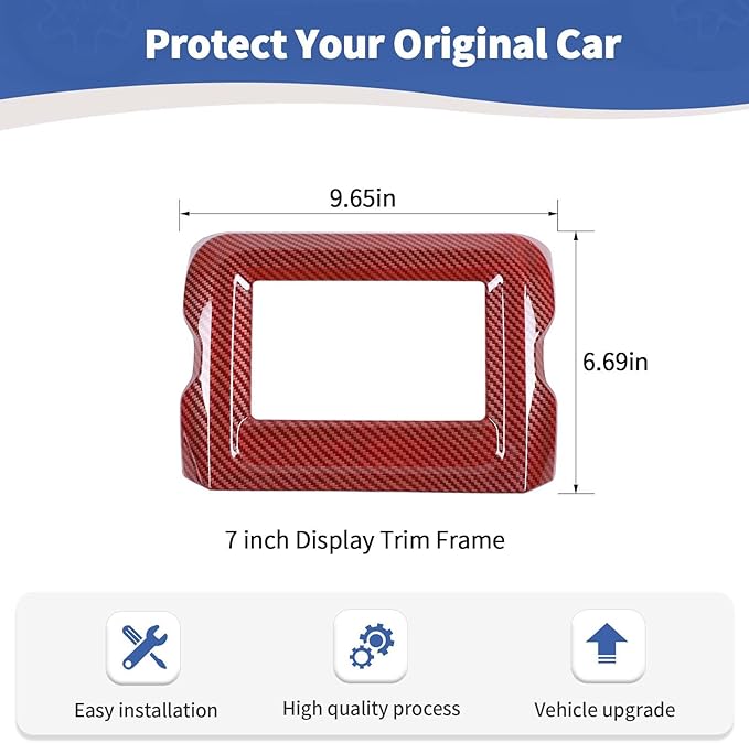 RT-TCZ for Jeep JL Center Console Radio Display Panel Trim Cover for Jeep Wrangler JL JLU Gladiator JT 2018-2023 Red Carbon Fiber Interior Accessories 7 inch